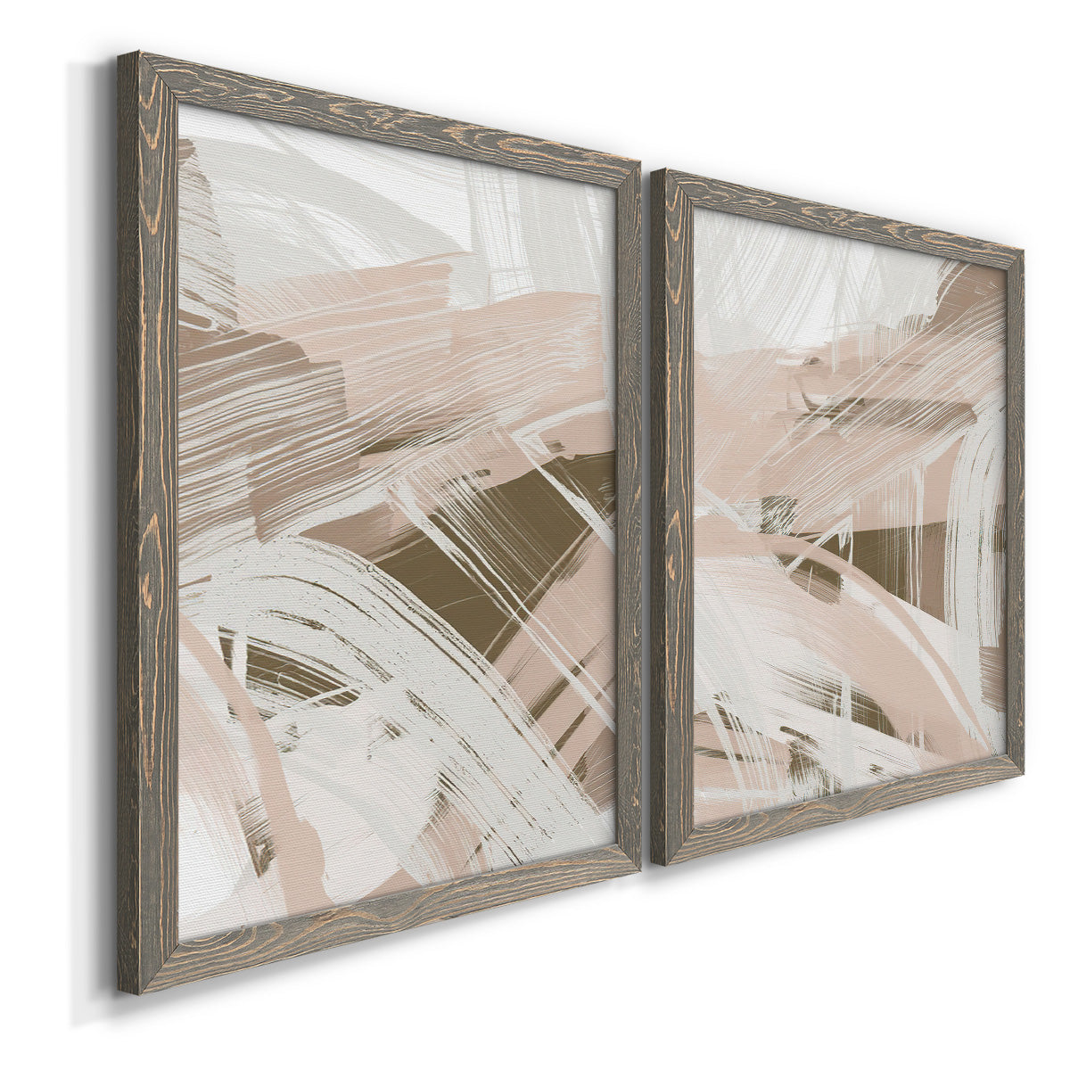 Earthtone Swipe I - Premium Framed Canvas 2 Piece Set - Ready to Hang