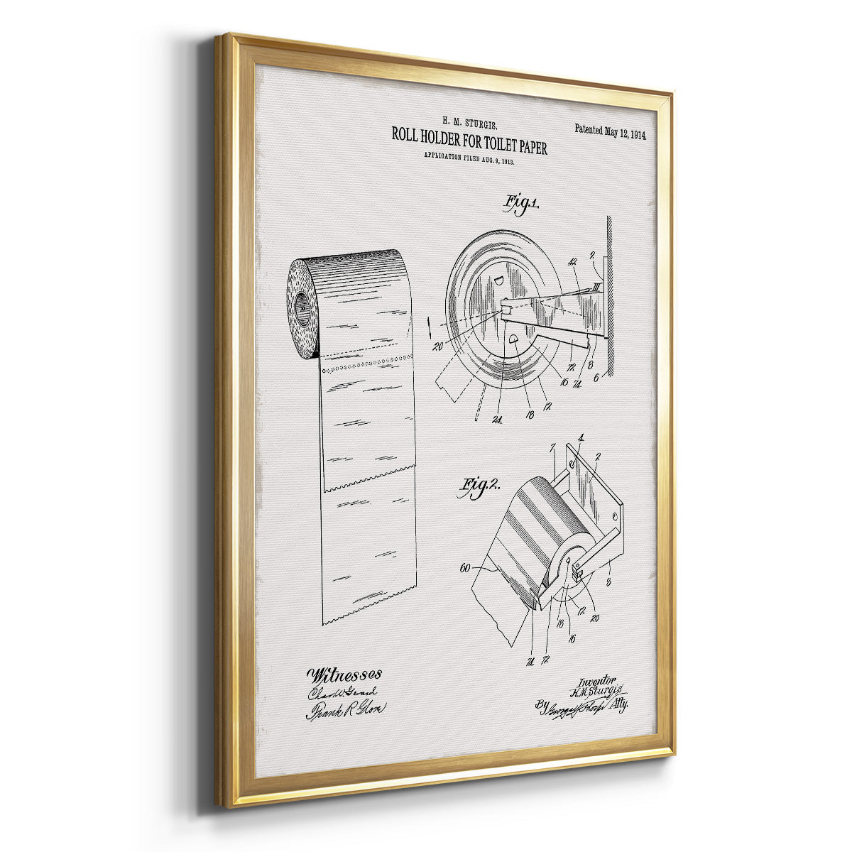 Toilet Paper Patent III - Modern Framed Canvas Print