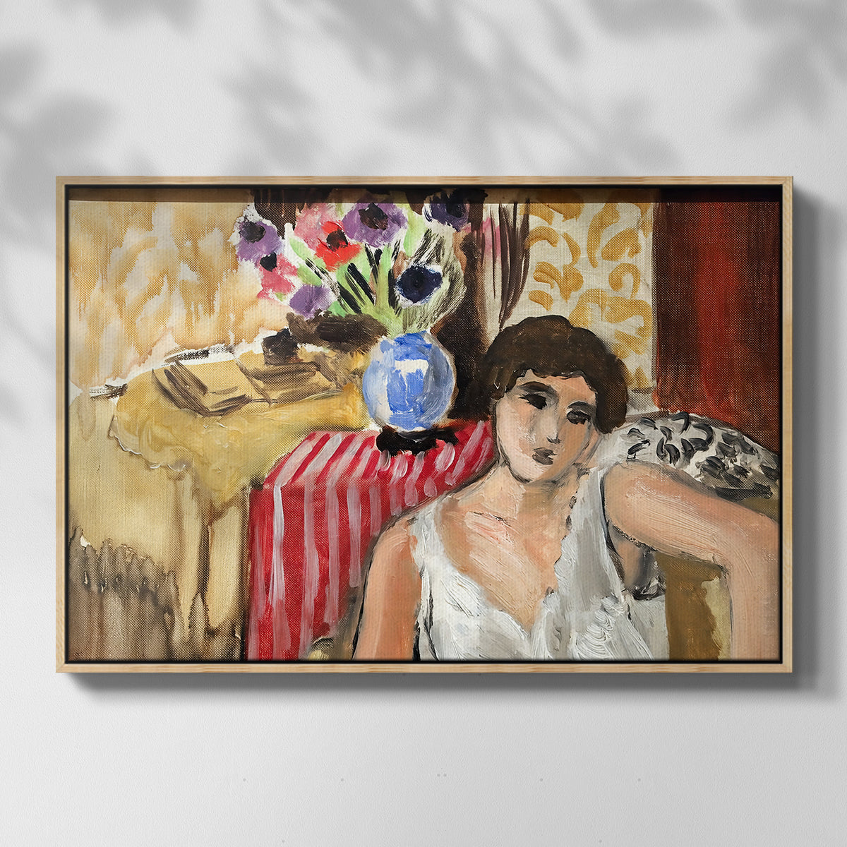 Woman Seated in an Armchair, c. 1920 - Floater Framed Canvas Print