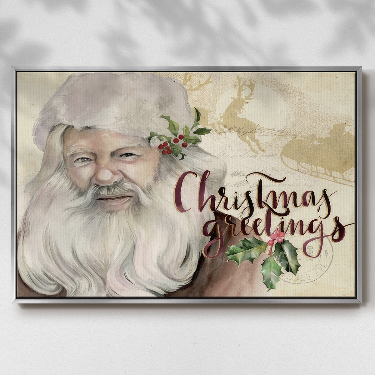 Christmas Greetings Collection A - Floater Framed Canvas Print