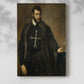 Canvas art print of a refined figure with symbolic object and soft lighting with a soft shadow on a white background.