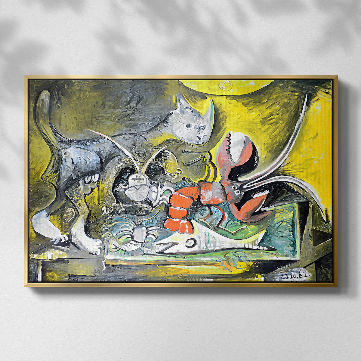Still Life with Cat and Lobster, 1962 - Floater Framed Canvas Print