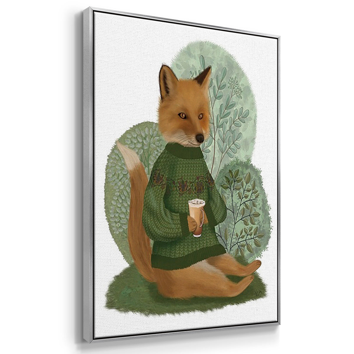 Hot Chocolate Bear - Framed Premium Gallery Wrapped Canvas L Frame 3 Piece Set - Ready to Hang