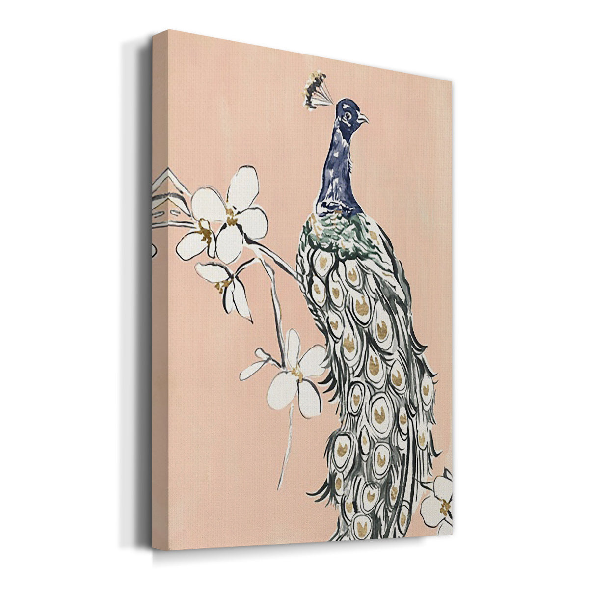 Peacock in Gold III Premium Gallery Wrapped Canvas - Ready to Hang