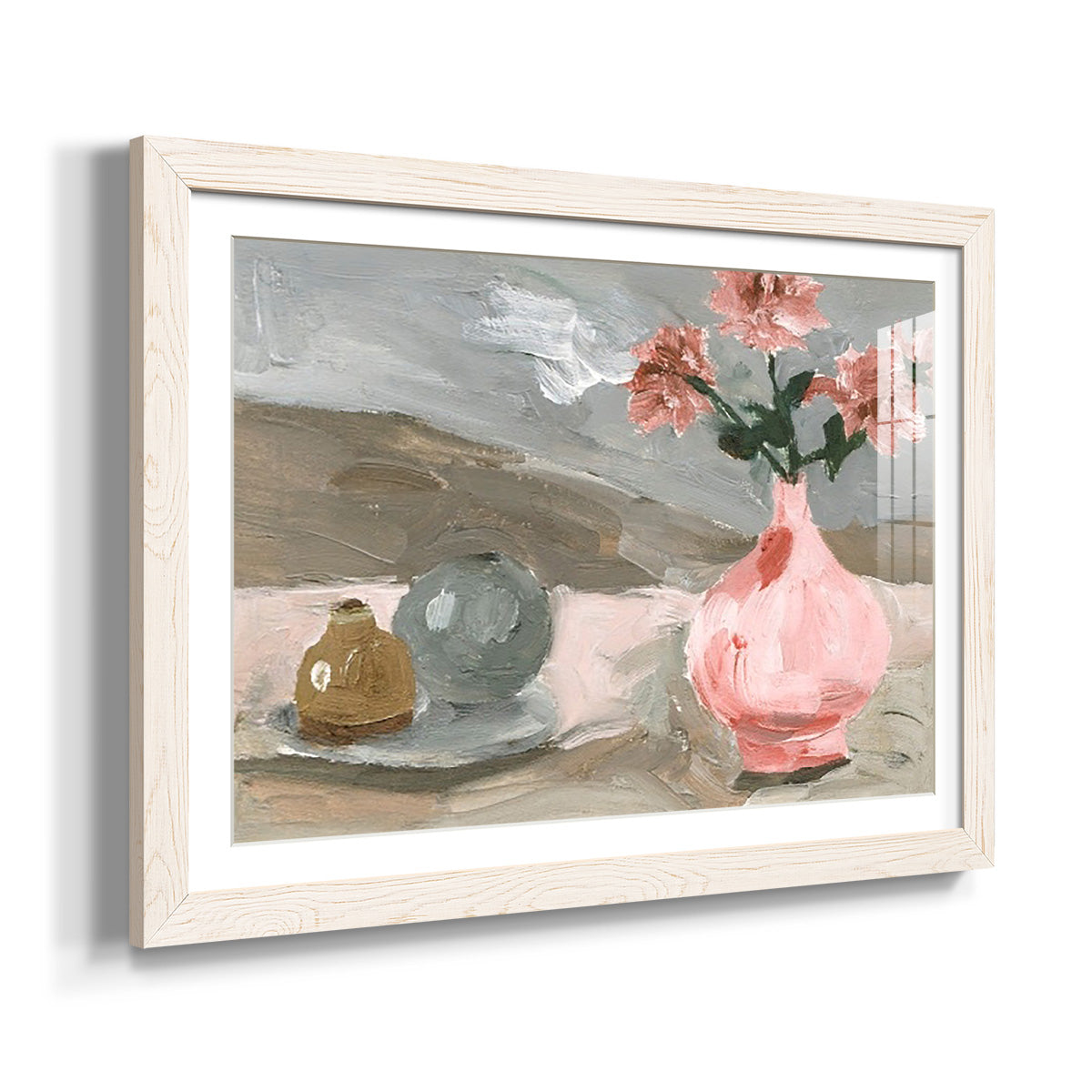 Vase of Pink Flowers VI - Barnwood Framed Art Print