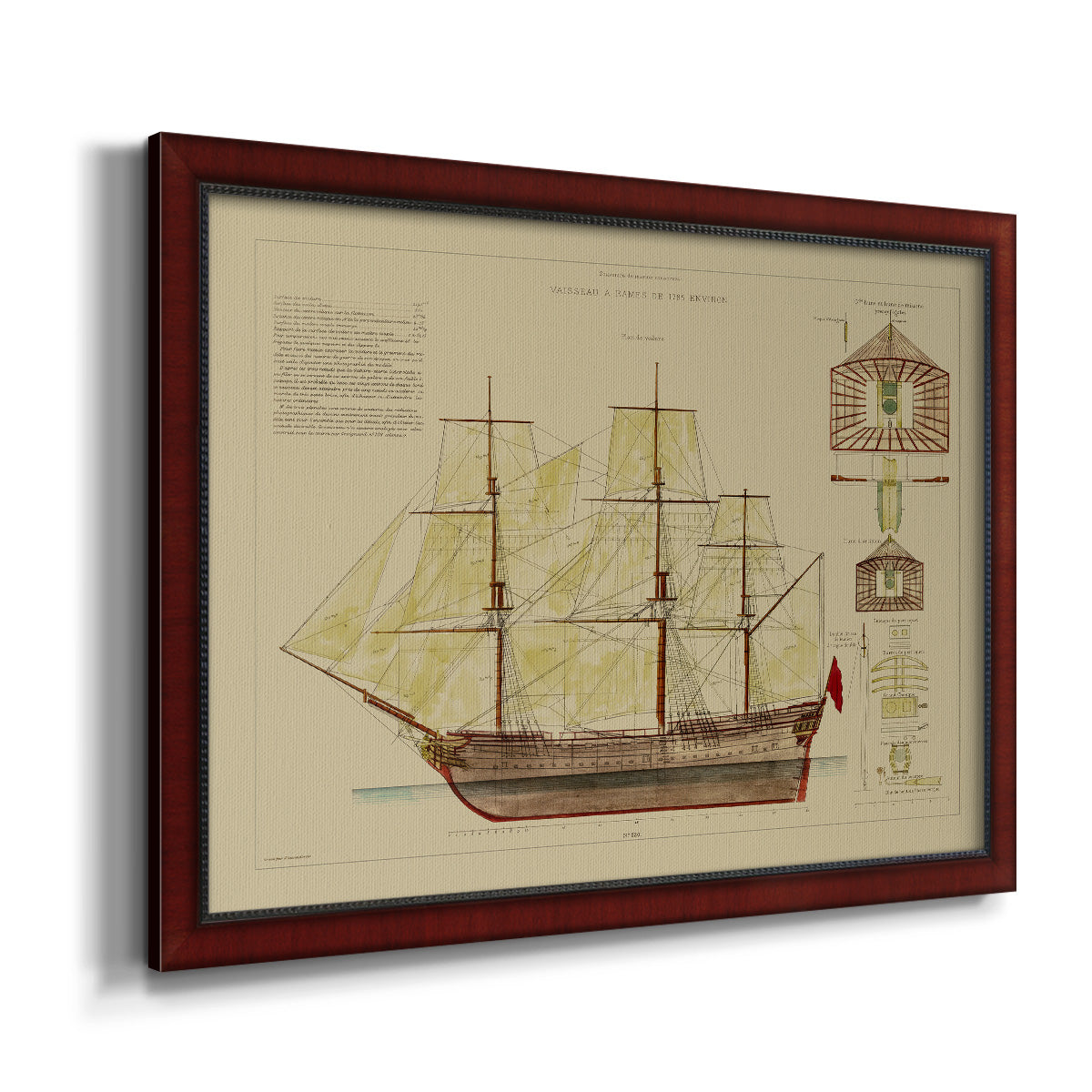 Antique Ship Plan VIII Premium Framed Canvas- Ready to Hang