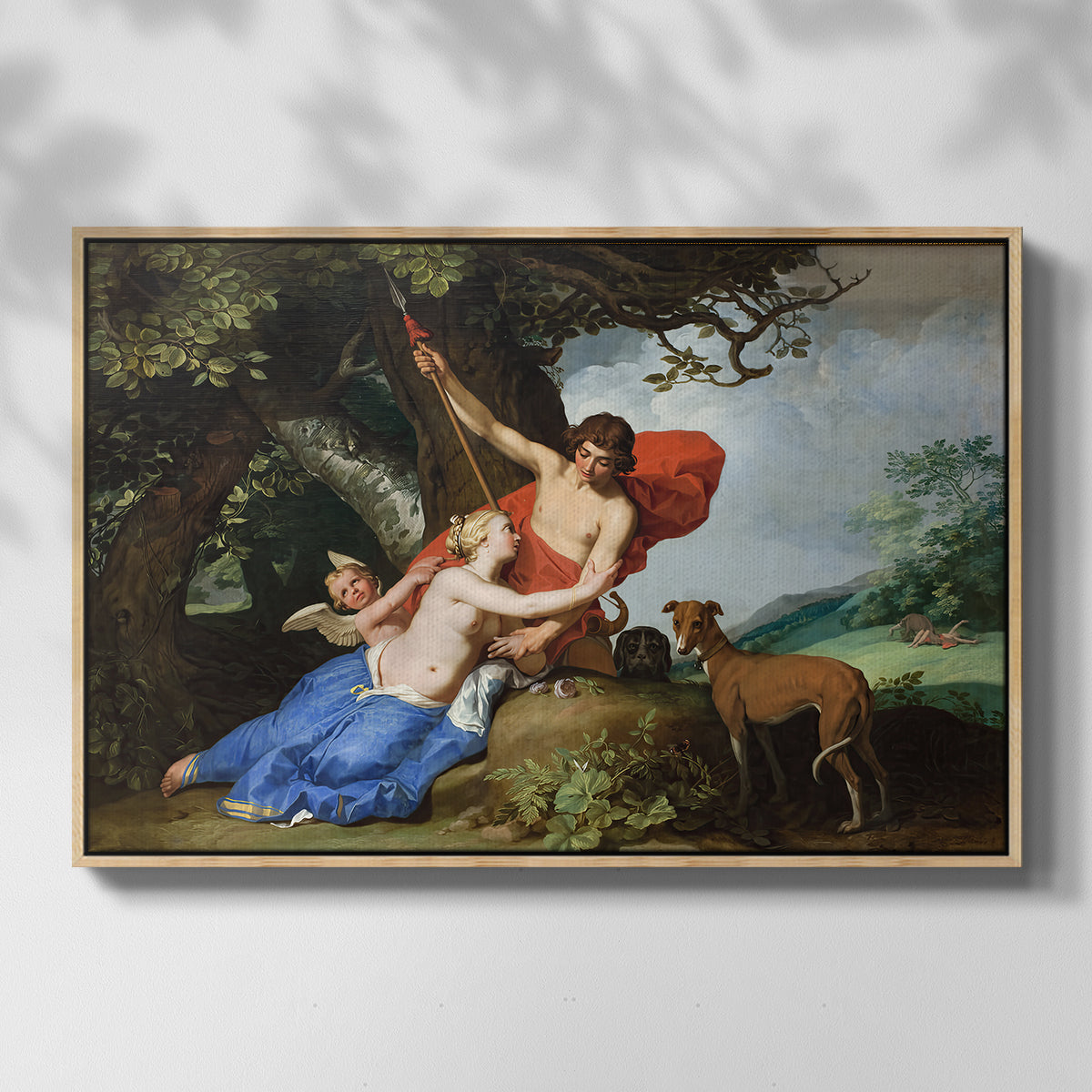 Venus and Adonis, 1632 - Floater Framed Canvas Print