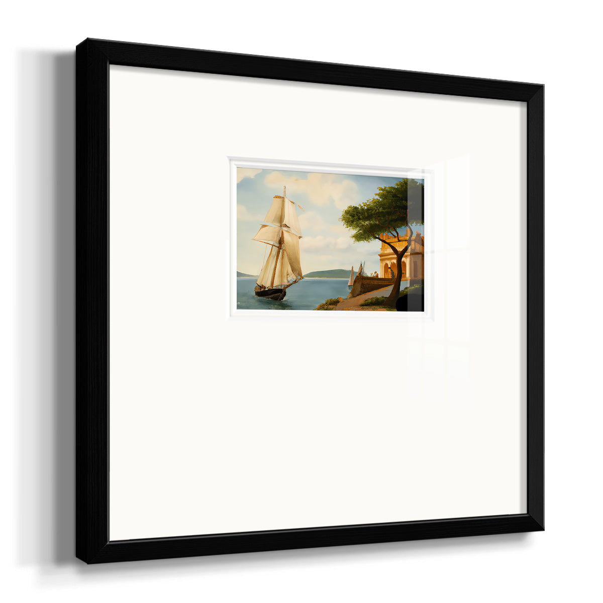 Sail Boat on the Edge Premium Framed Print Double Matboard