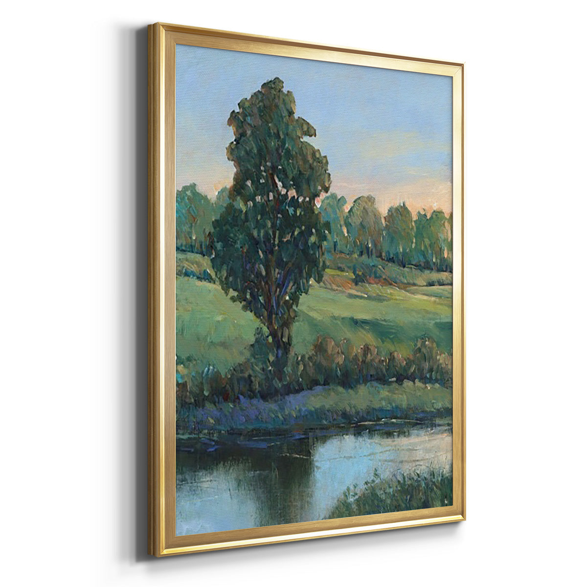 Tree by the Riverbank II - Modern Framed Canvas Print