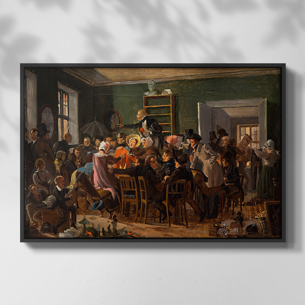 An Auction Scene, 1835 - Floater Framed Canvas Print