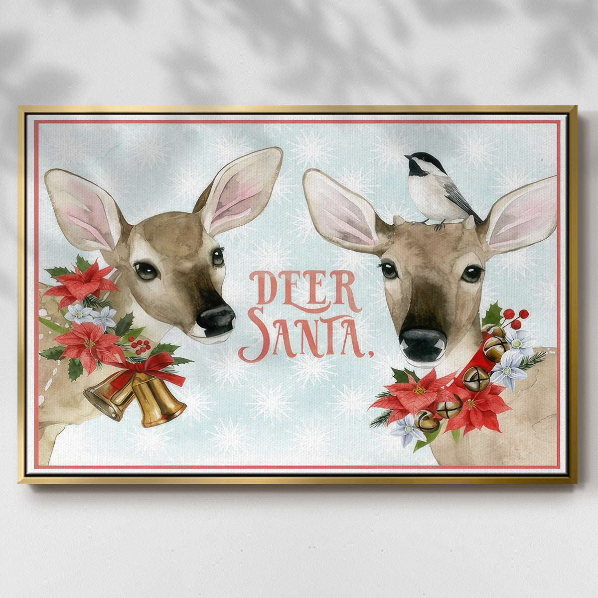 Deer Christmas Collection A - Framed Gallery Wrapped Canvas in Floating Frame