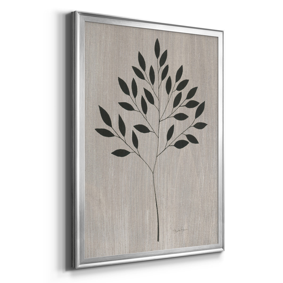 Leaves and Wood I - Modern Framed Canvas Print