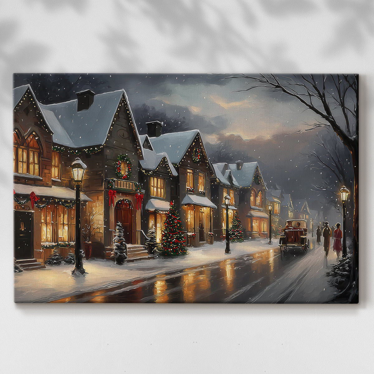 Warm Lantern Night Green - Canvas Art Print