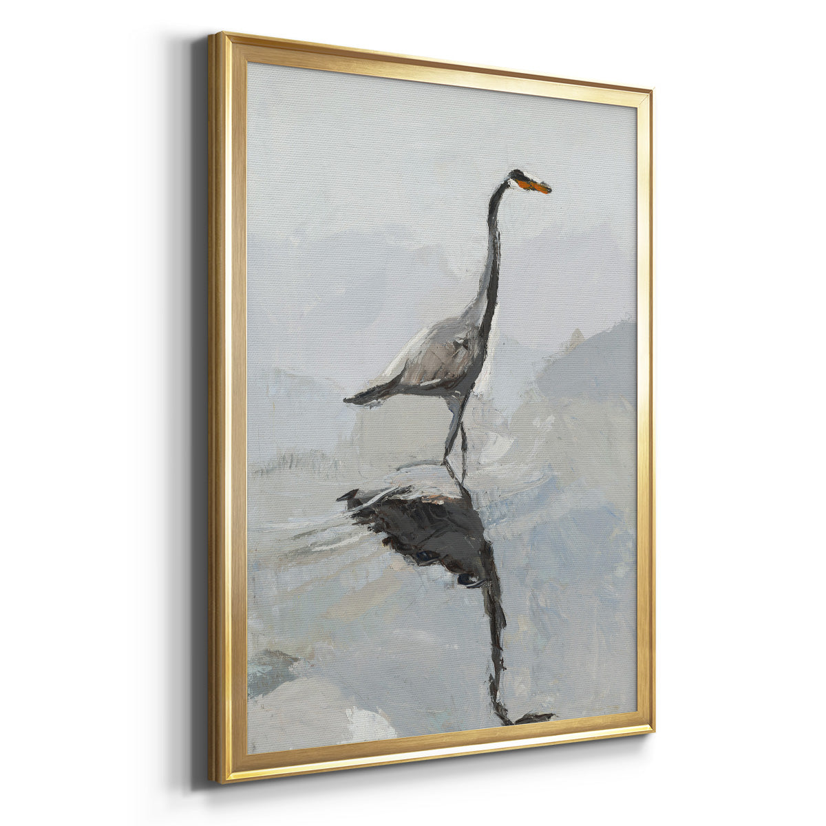 Heron - Modern Framed Canvas Print