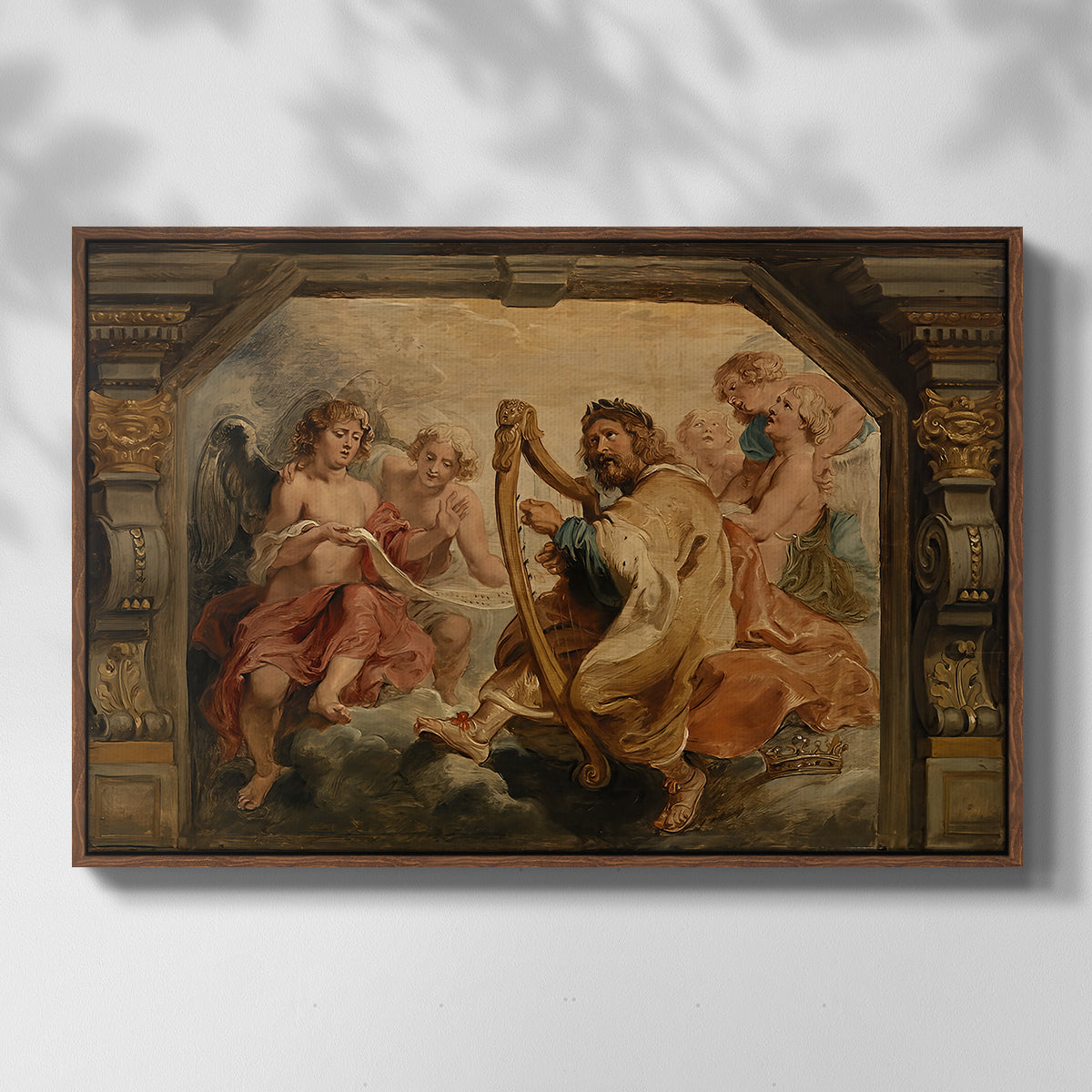 King David Playing the Harp, c. 1627-1628 - Floater Framed Canvas Print