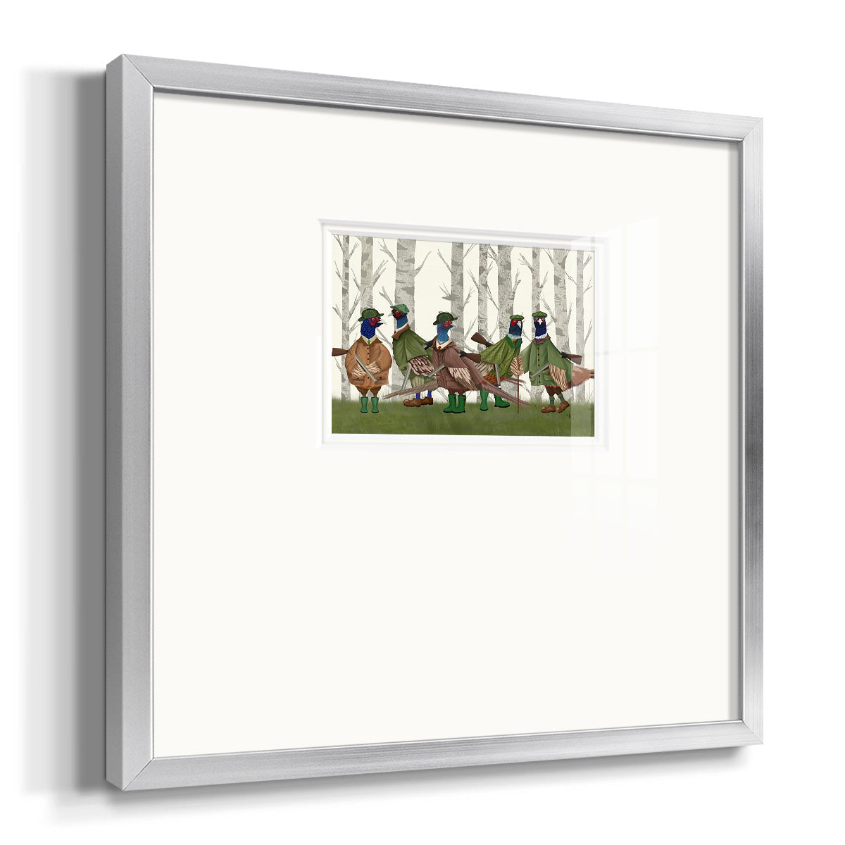 Pheasant Shooting Party Group 3 Premium Framed Print Double Matboard