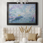 Impressionist industrial harbor scene by Paul Signac in an ornate black frame with gilded inner detail displayed in a neutral-toned interior setting.