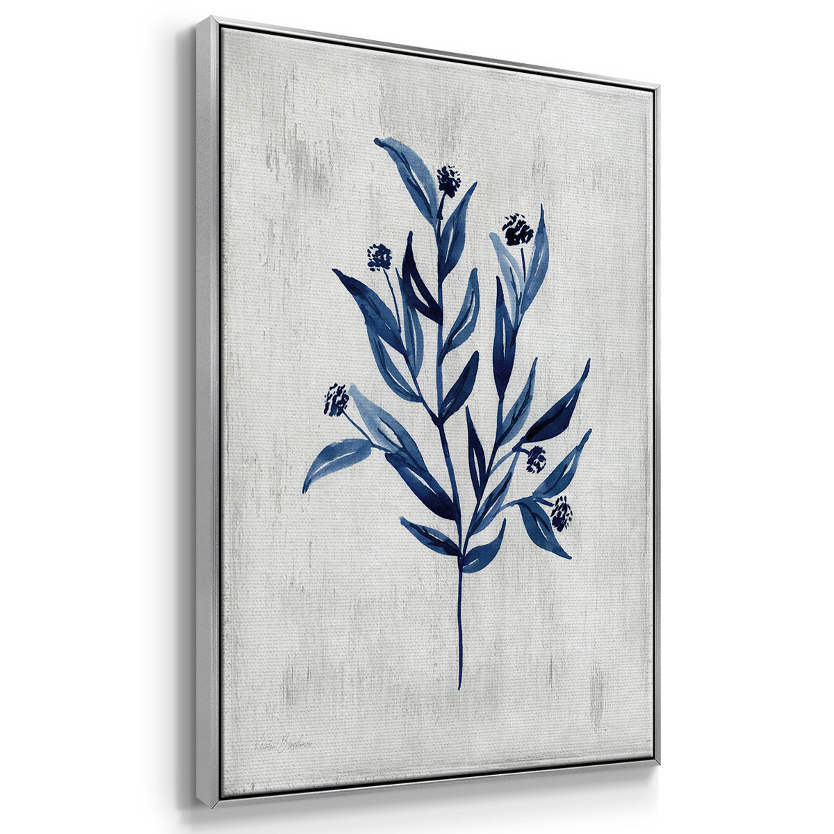 Wild Indigo I - Framed Premium Gallery Wrapped Canvas L Frame 3 Piece Set - Ready to Hang