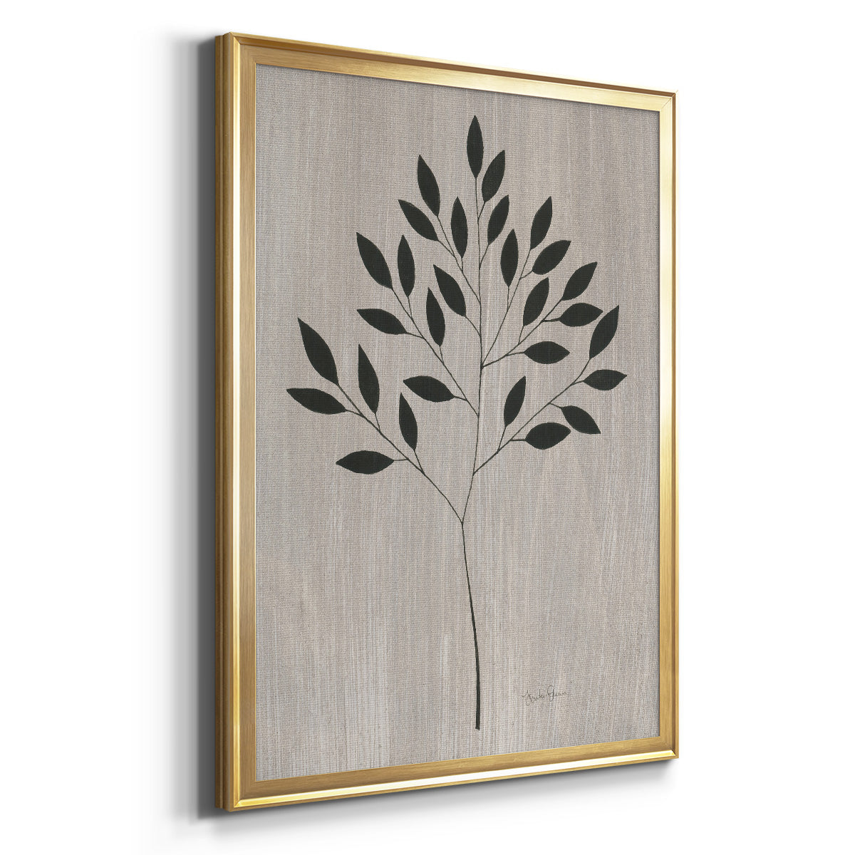 Leaves and Wood I - Modern Framed Canvas Print