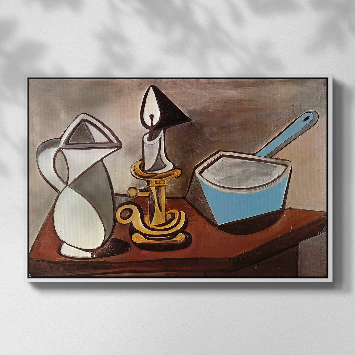 Jug, Candle, and Enamel Pan, 1950 - Floater Framed Canvas Print
