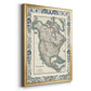 Bordered Map of North America - Modern Framed Canvas Print