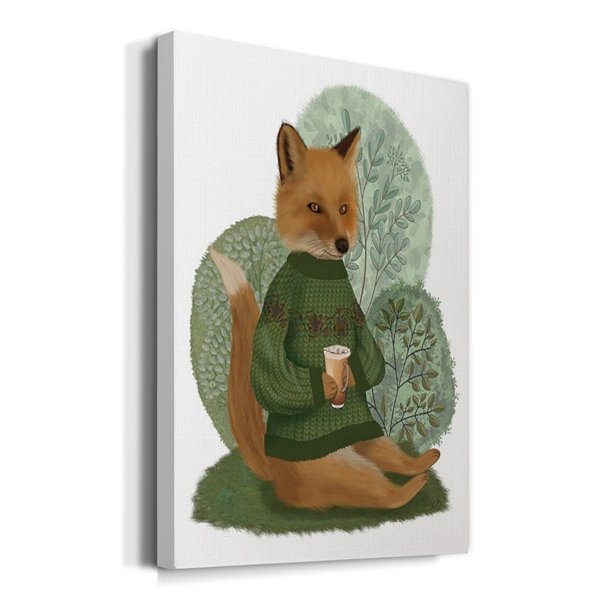 Latte Fox in Sweater Premium Gallery Wrapped Canvas - Ready to Hang