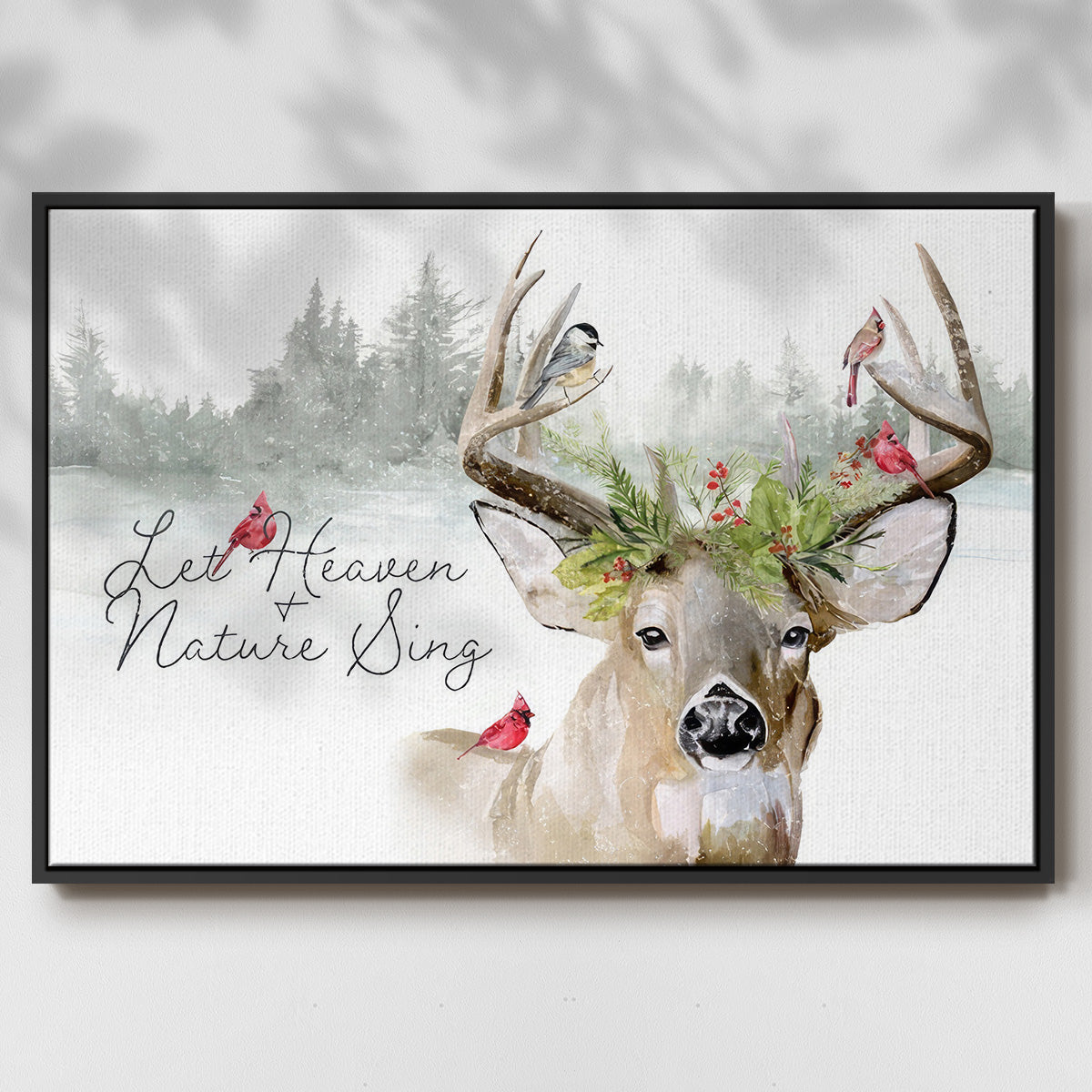 Holiday Deer Collection A - Floater Framed Canvas Print