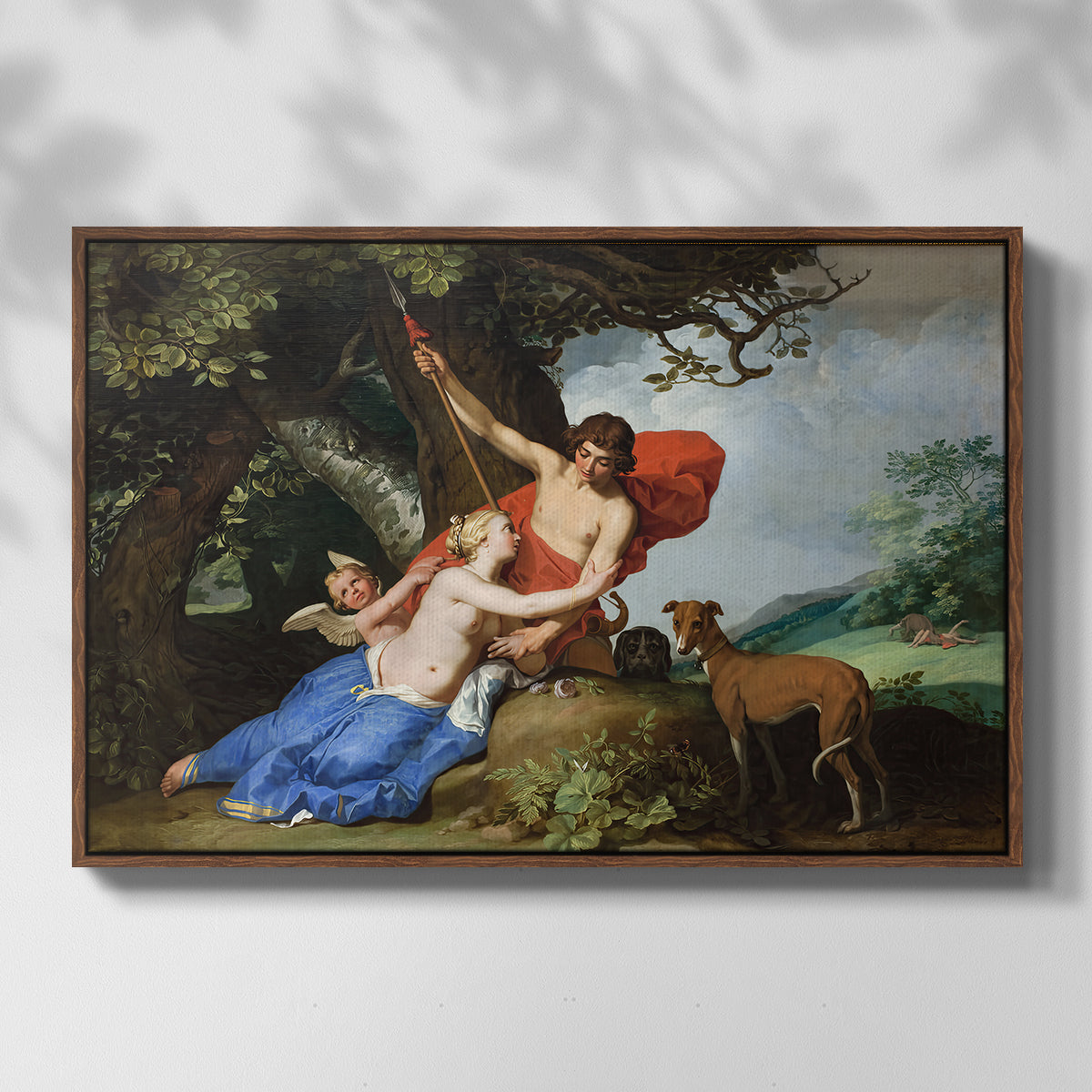 Venus and Adonis, 1632 - Floater Framed Canvas Print