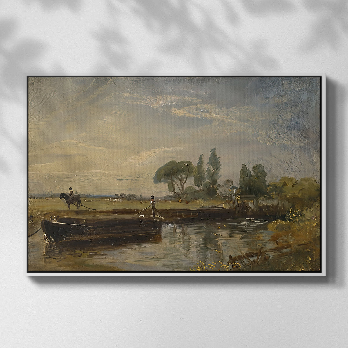 Barge below Flatford Lock, c. 1810 - Floater Framed Canvas Print
