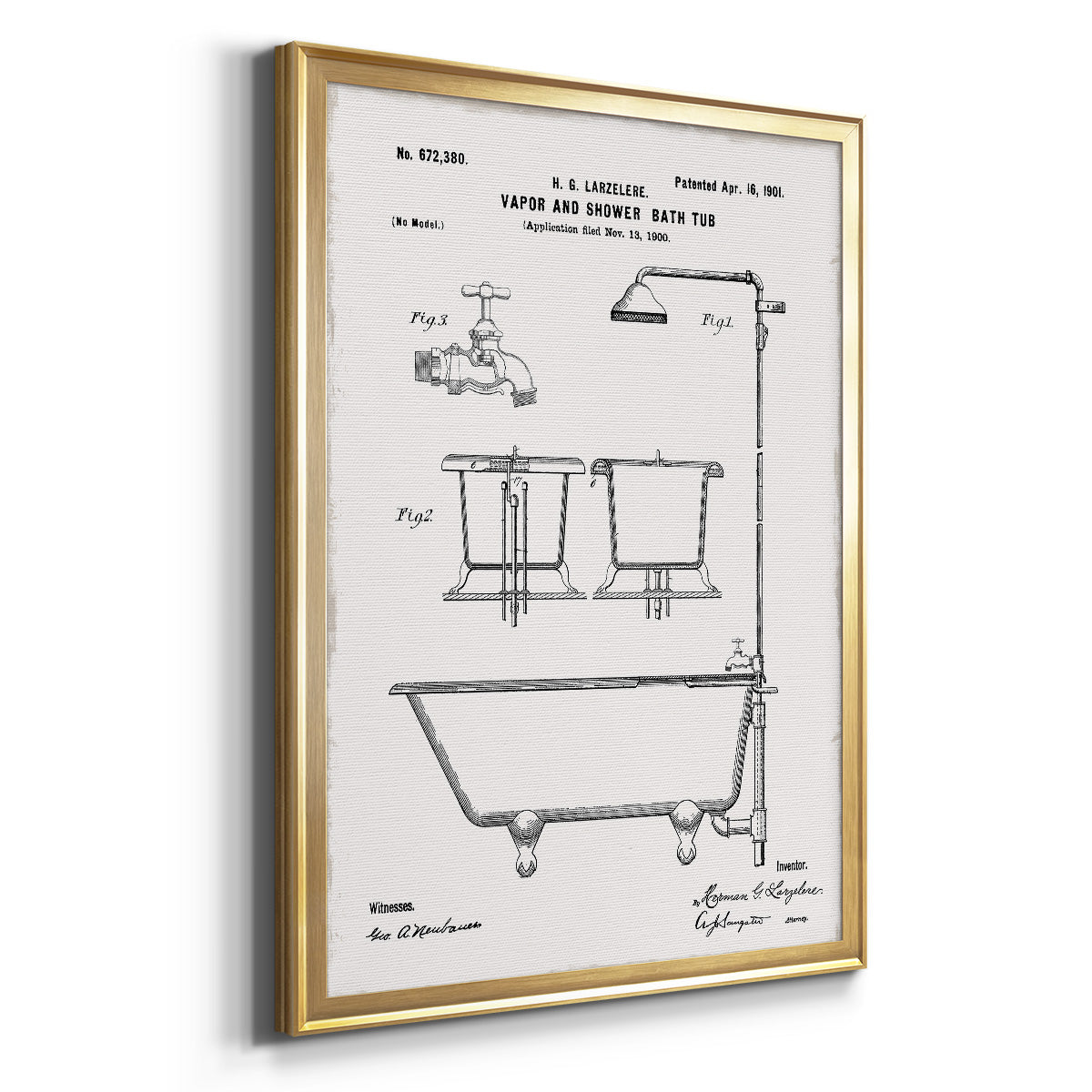 Vintage Bath II - Modern Framed Canvas Print