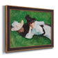 Impressionist outdoor portrait of two girls by John Singer Sargent printed on canvas in an ornate bronzed mahogany wood frame.