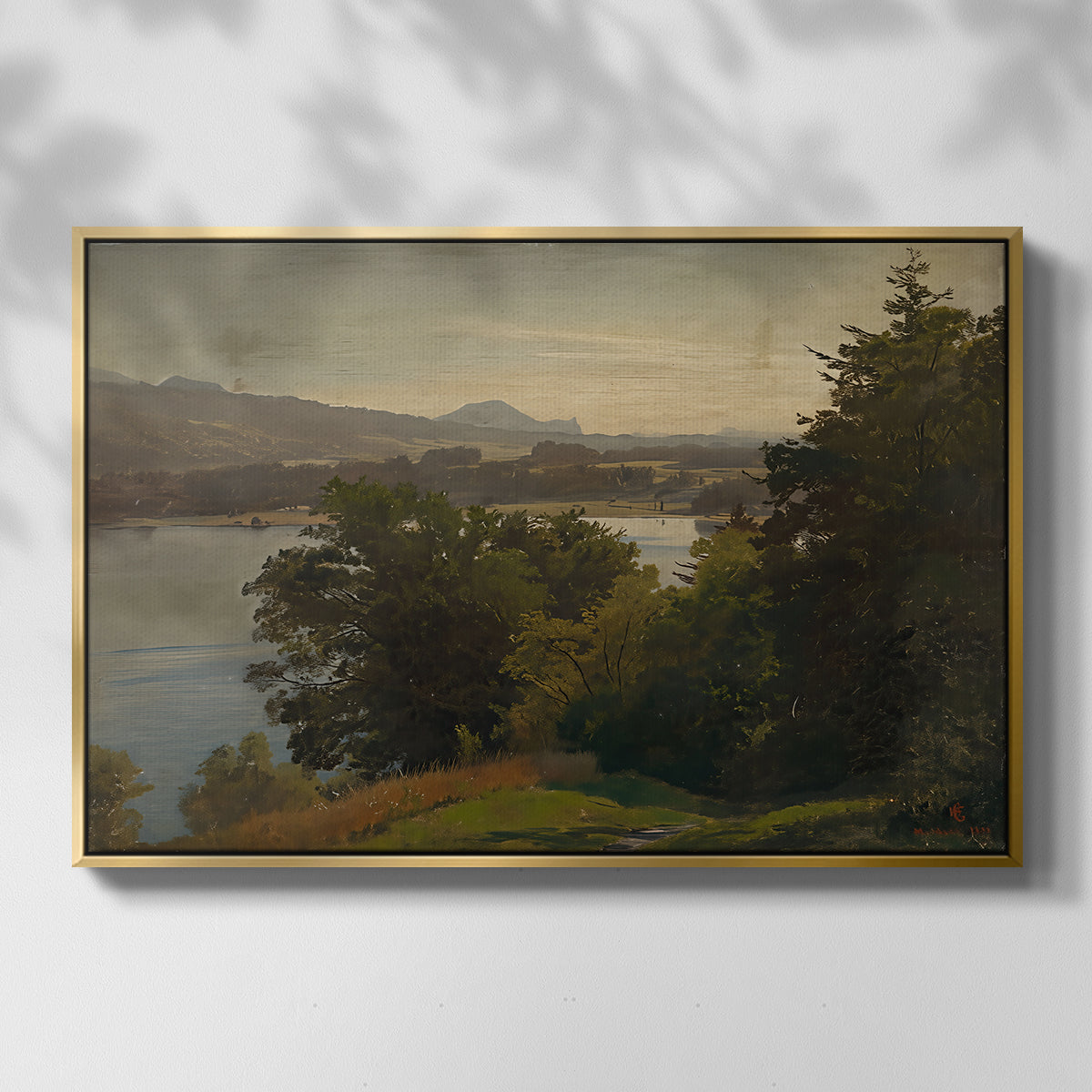 View of the Mondsee, 1870 - Floater Framed Canvas Print