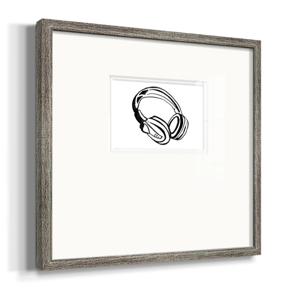 Headphones Sketch Premium Framed Print Double Matboard