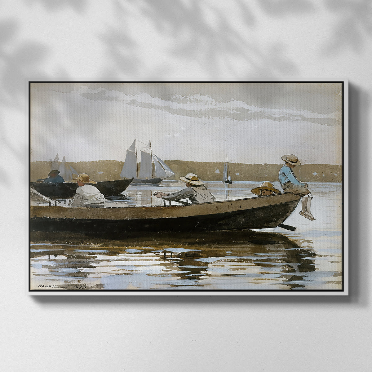 Boys in a Dory, 1873 - Floater Framed Canvas Print