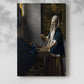 Canvas art print of a composed figure with delicate gesture and calm expression with a soft shadow on a white background.