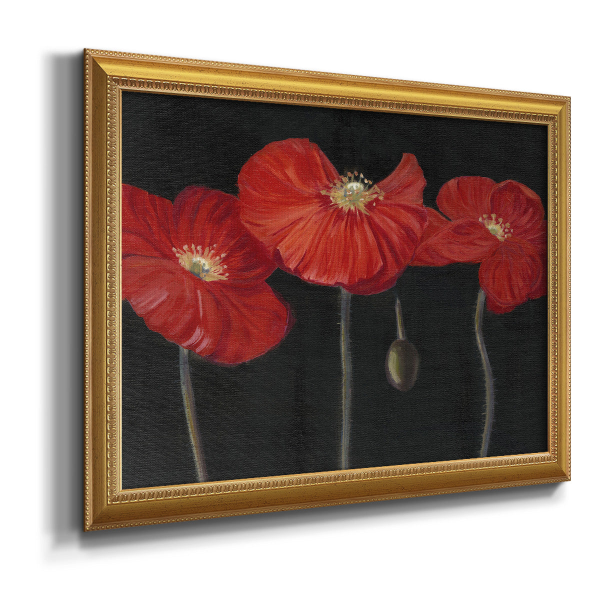 Poppy Trio I Premium Framed Canvas- Ready to Hang