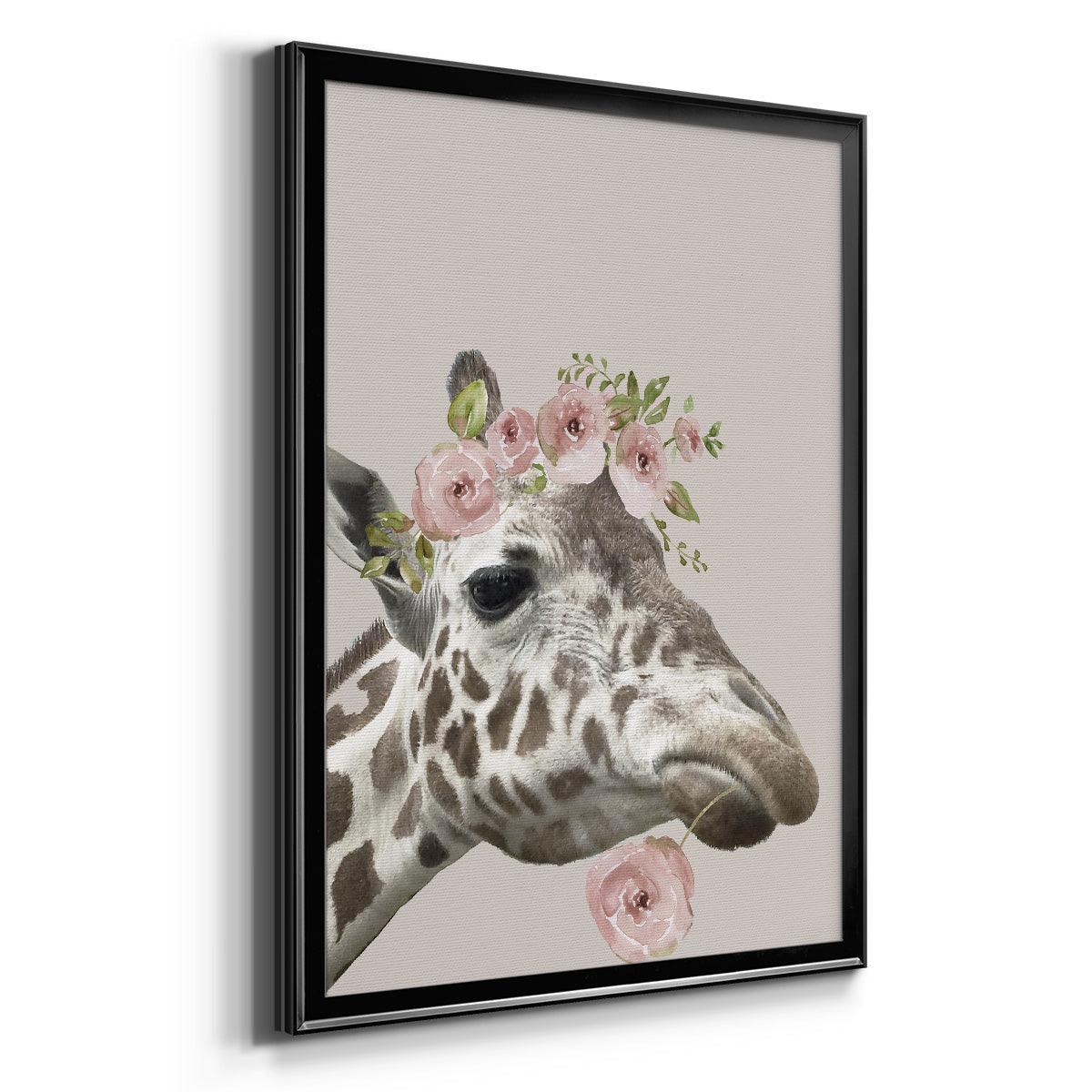 Peek A Boo Giraffe II - Modern Framed Canvas Print