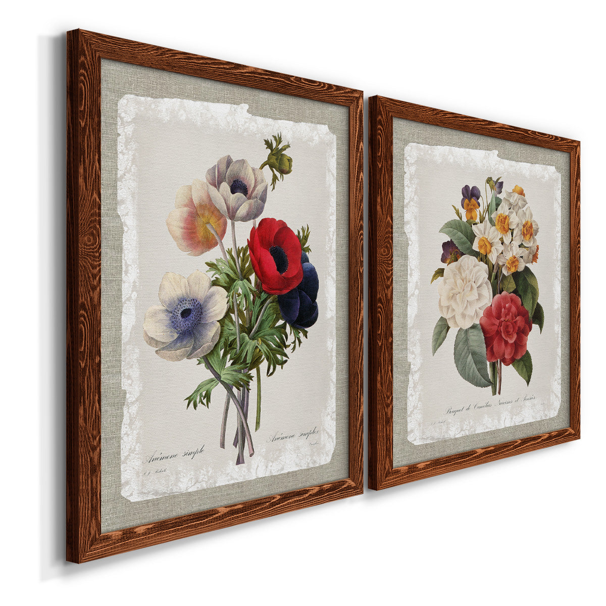 Botanical Bouquet Anemone - Premium Framed Canvas 2 Piece Set - Ready to Hang