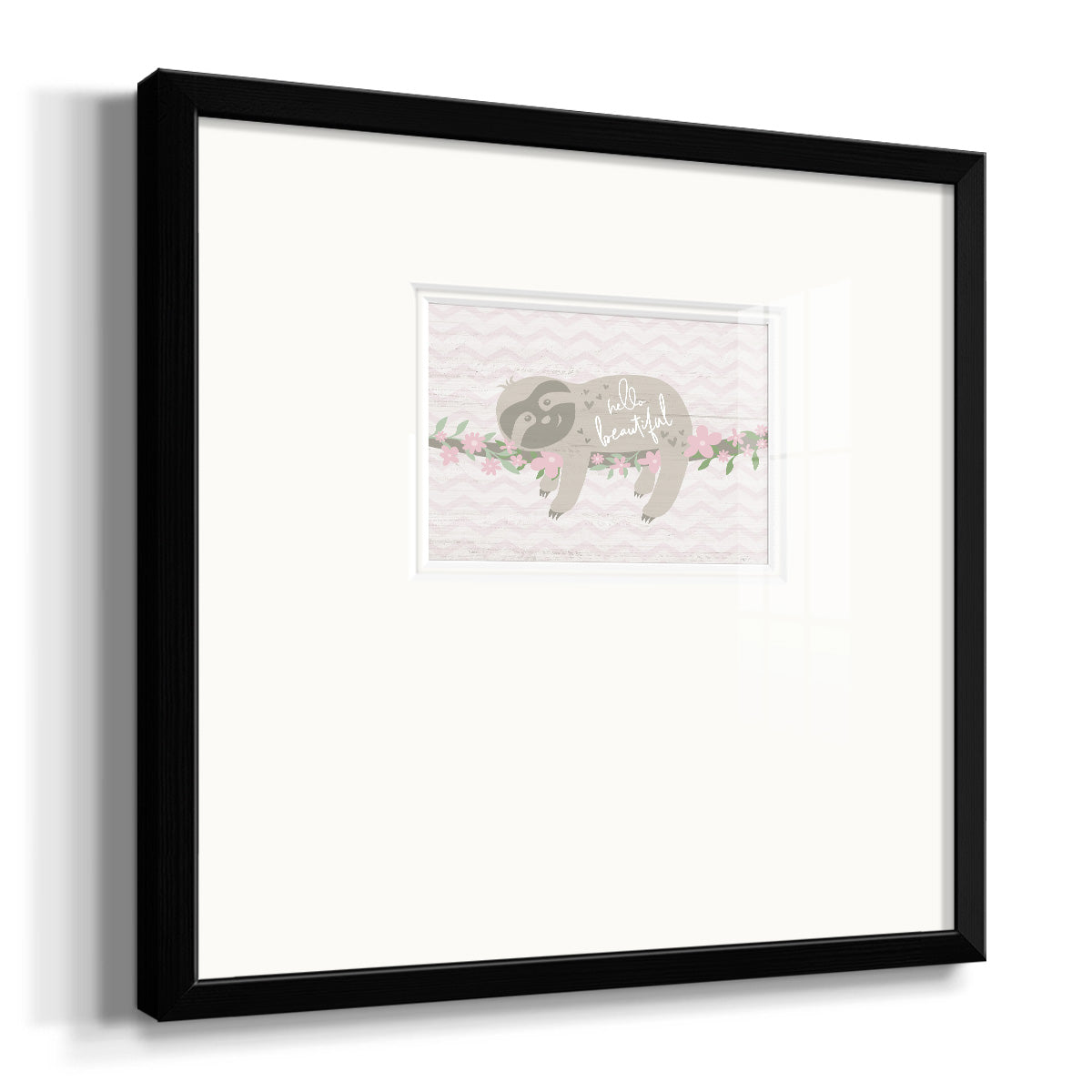 Floral Sloth Premium Framed Print Double Matboard