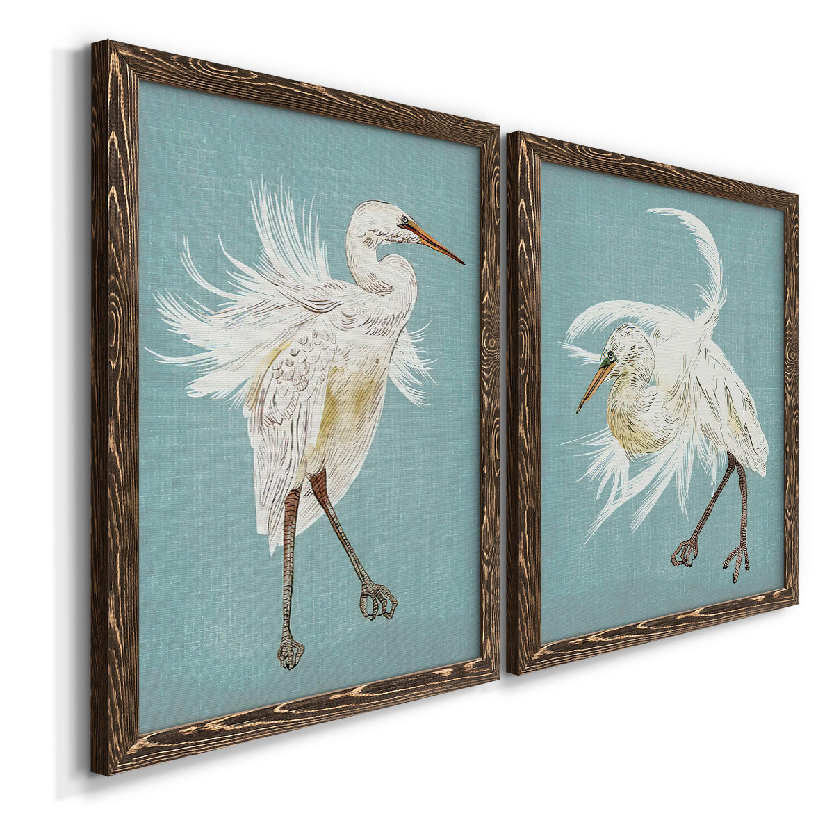 Heron Plumage III - Premium Framed Canvas 2 Piece Set - Ready to Hang