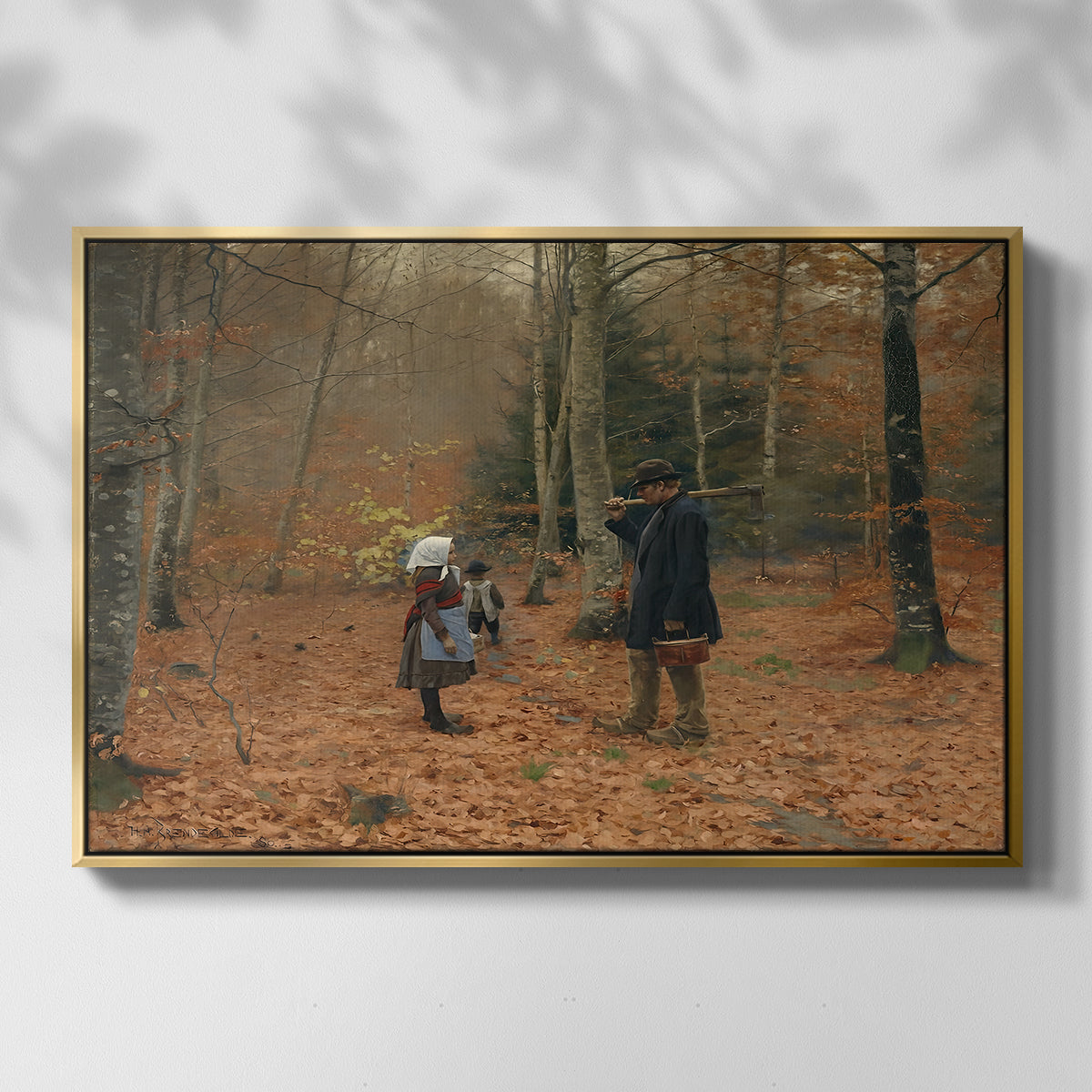 The Woodman and his Children, 1886 - Floater Framed Canvas Print