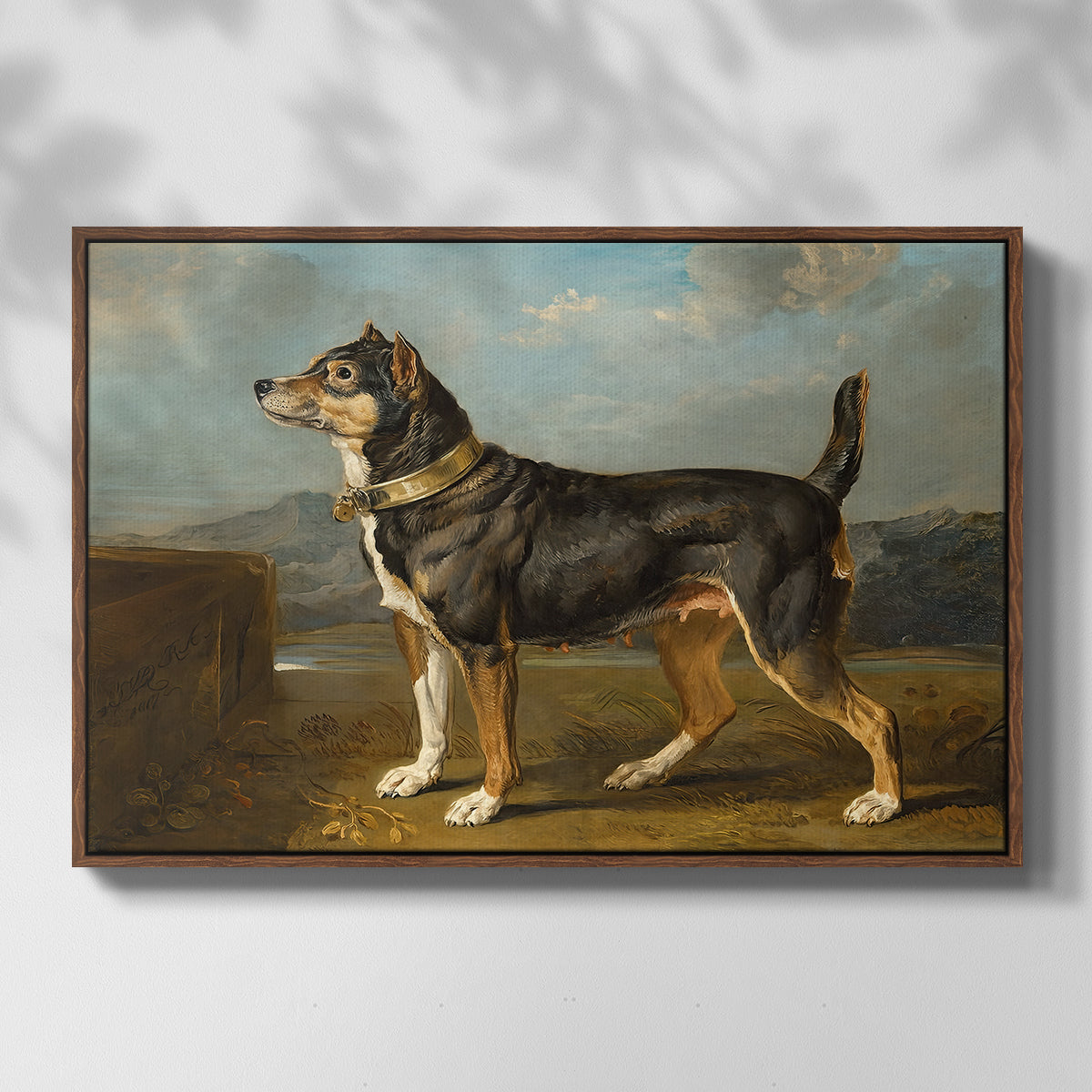 A Terrier in a Landscape, c. 1811 - Floater Framed Canvas Print