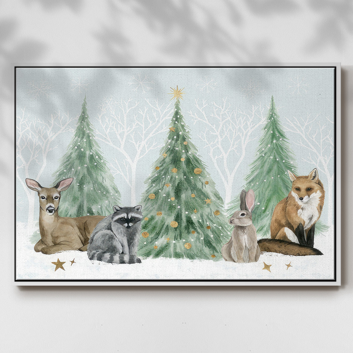 Christmas in the Forest Collection A - Framed Gallery Wrapped Canvas in Floating Frame