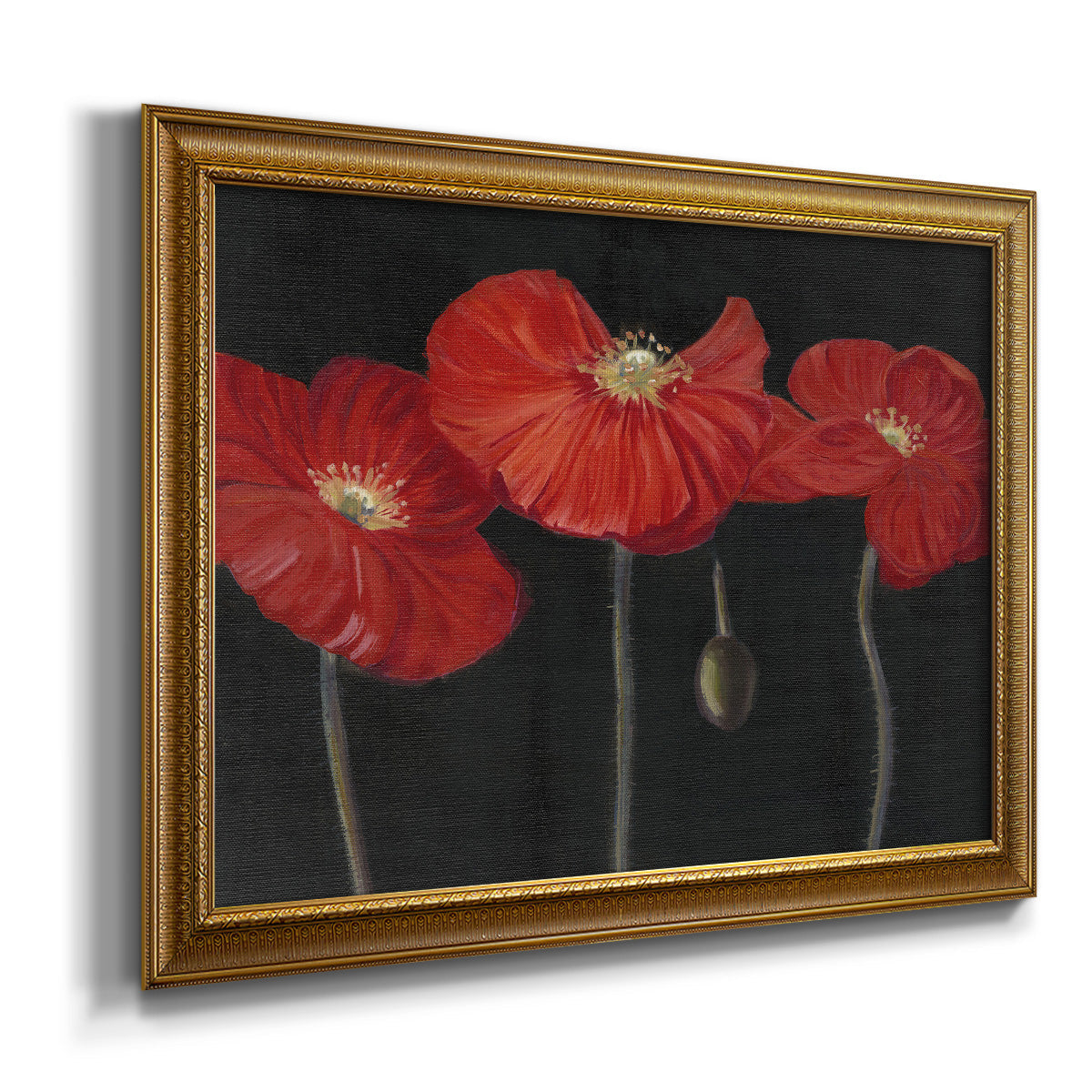 Poppy Trio I Premium Framed Canvas- Ready to Hang