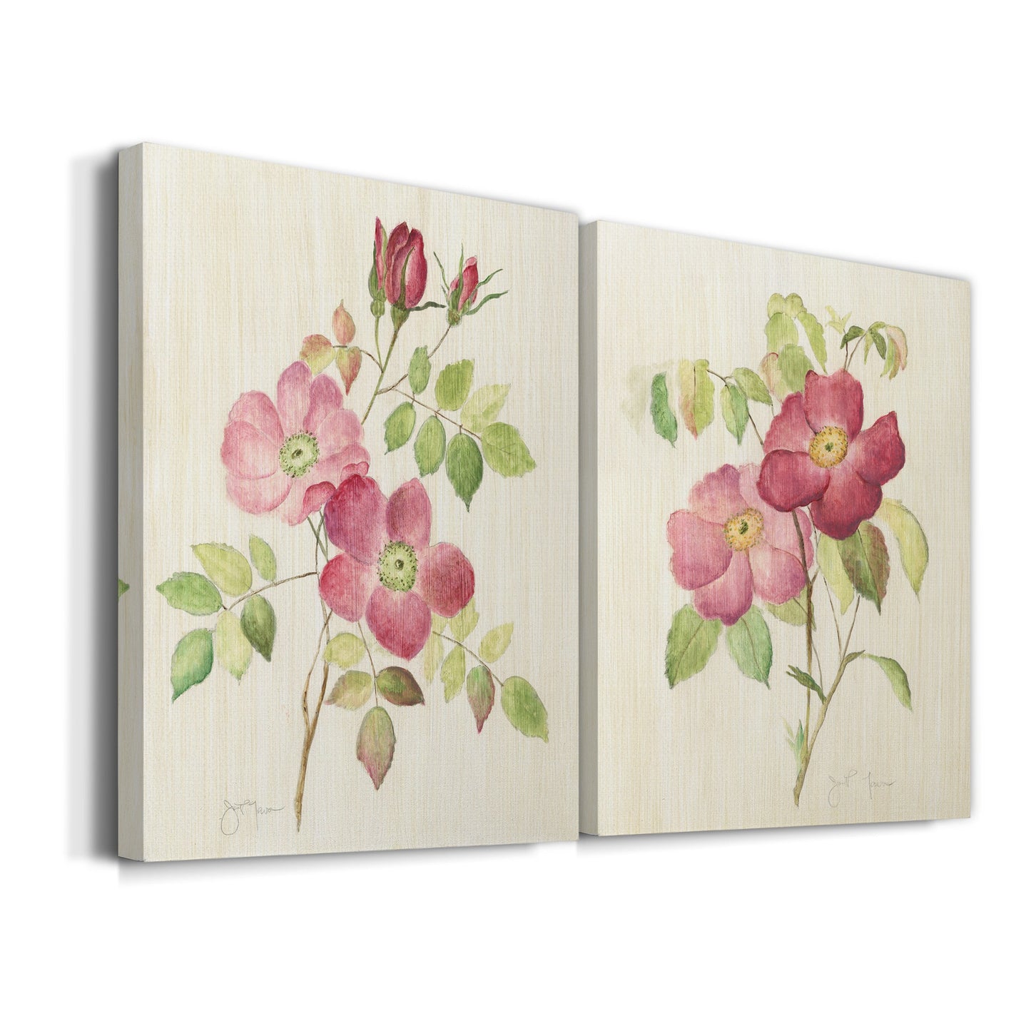 Dusty Rose I Premium Gallery Wrapped Canvas - Ready to Hang - Set of 2 - 8 x 12 Each