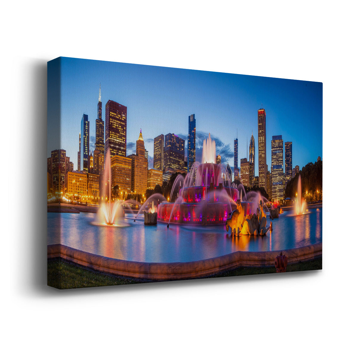 Downtown Chicago At Night - Canvas Art Print