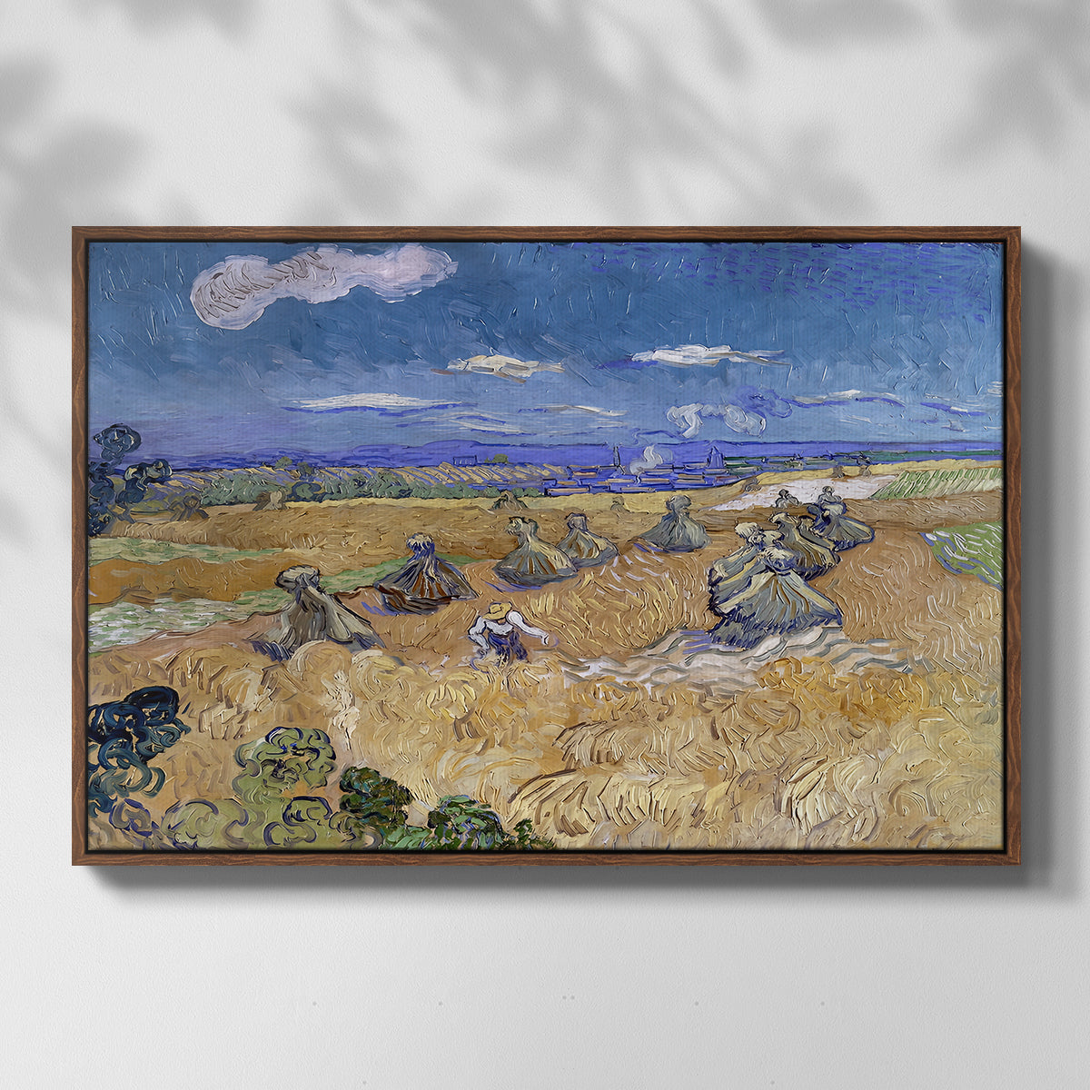 Wheat Field with Reaper, Auvers, 1888 - Floater Framed Canvas Print