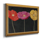Contemporary poppy flower artwork printed on canvas in an ornate antique gold frame.