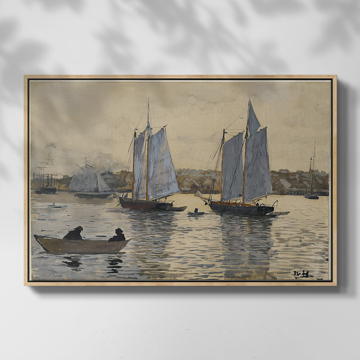 Two Schooners, Gloucester, c. 1880 - Floater Framed Canvas Print
