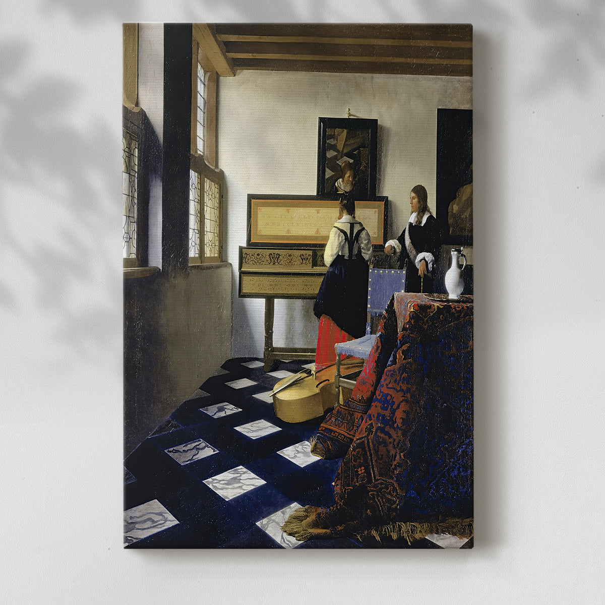 Canvas art print of a composed scene with instrument and gentle light with a soft shadow on a white background.